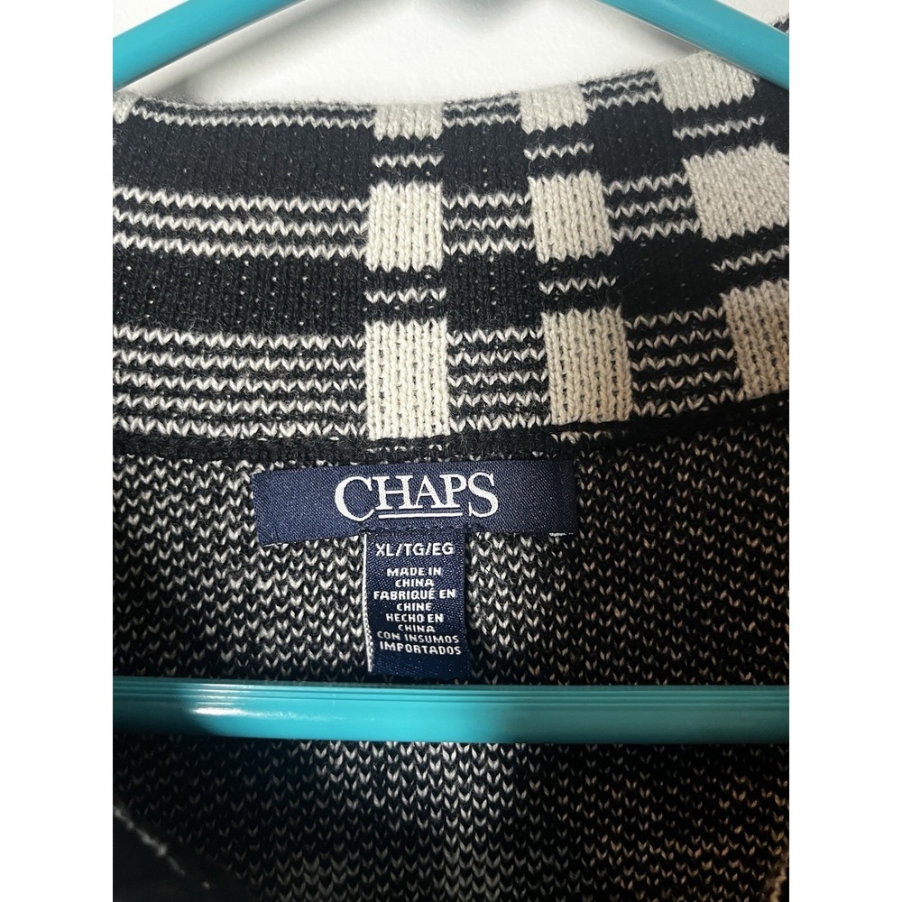Chaps Black and White Plaid Knit Moto Jacket/Blazer - Picture 8 of 12